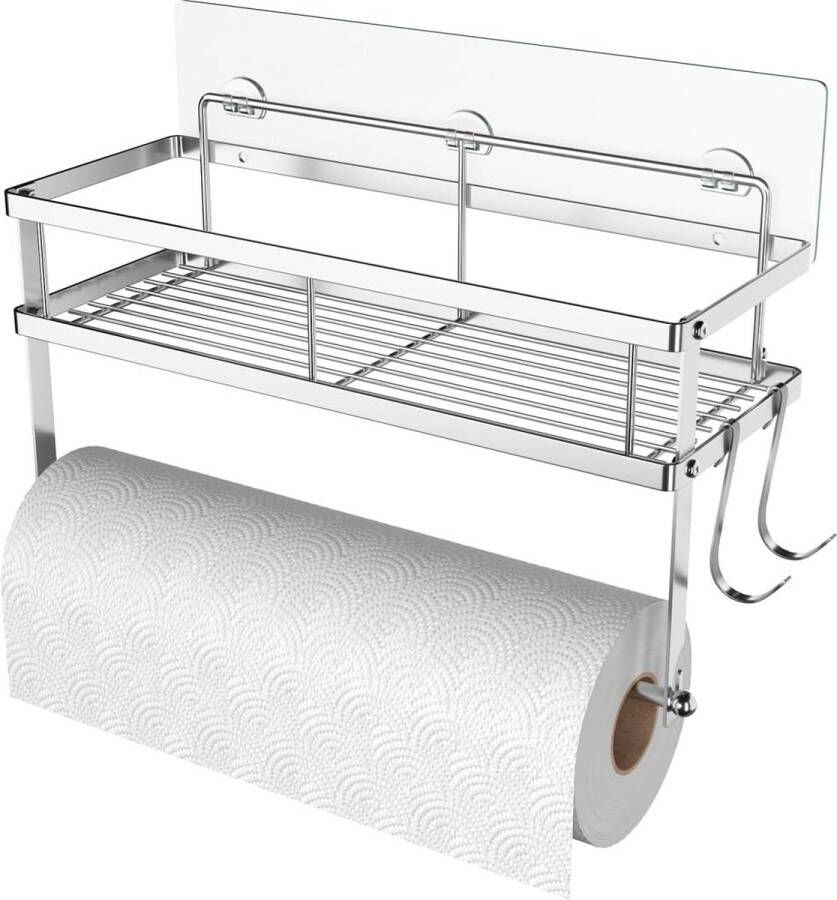 Rolhouder papieren handdoekhouder voor keuken en badkamer 2-in-1 wandgemonteerd handdoekenrek duurzaam metaaldraadontwerp geborsteld materiaal gemaakt van 304 roestvrij staal