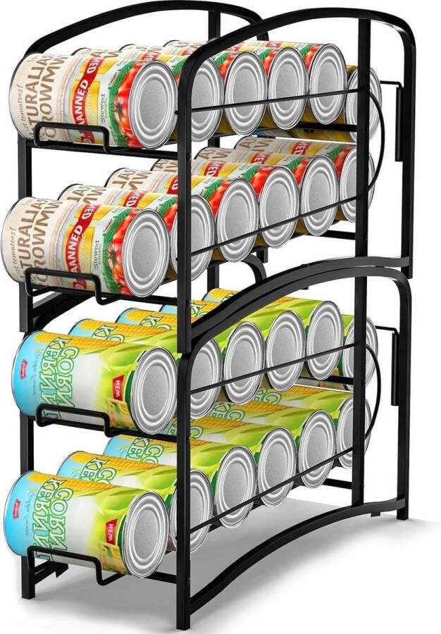 Rollen blikdispenser- koelkastorganizer set van 2- blikhouder voor blikjes bier- conserven- 24 blikjes 330 ml zwart rolling can dispenser