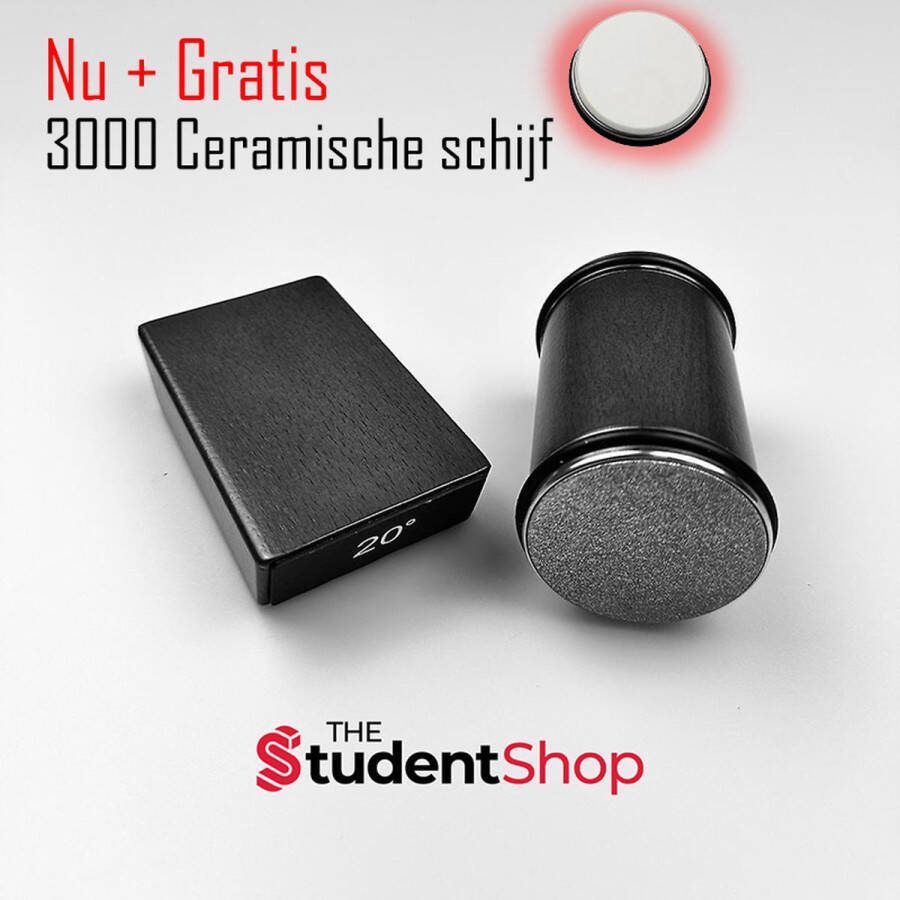 Rollende messenslijper Zwart + GRATIS extra Cermische 3000 shijf!| Messenslijper Rolmes Slijpen Mes Slijpen Rolling Sharpener Messenslijpset Messenslijpsysteem voor Keukenmessen Slijphoeken van 15° en 20° Hout