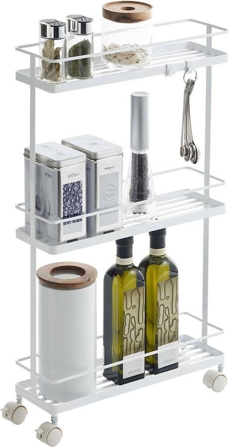 Rolling Keuken Opbergwagen Staal Wit van YAMAZAKI home keukentrolley