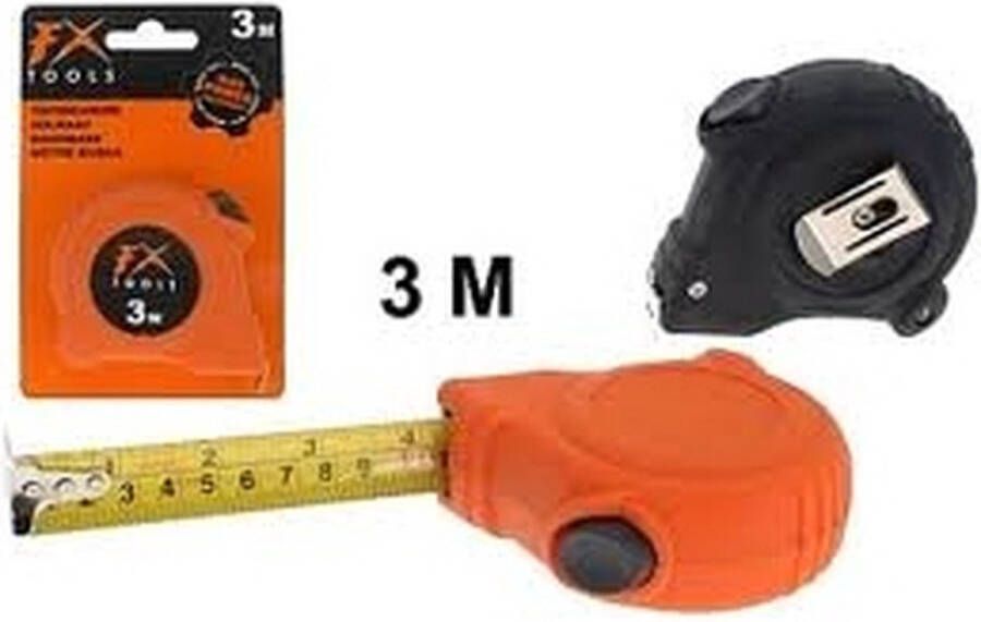 FX Tools Rolmaat 3mtr met blokkeerknop. verkrijgbaar in oranje of zwart