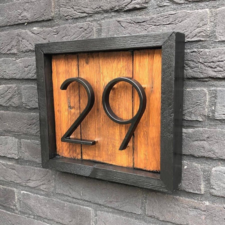 Romeo Wood middel Huisnummerbord Houten huisnummerbord hout Huisnummer bordjes Naambordje voordeur