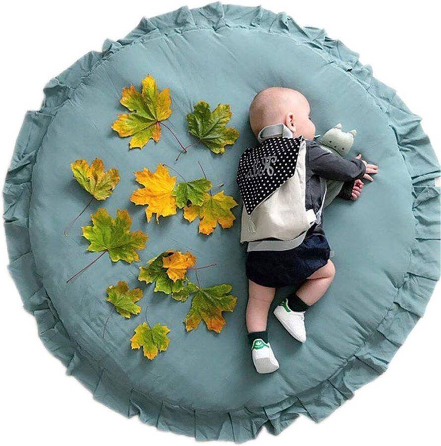 Rond Baby Speelkleed 41 Inches Kruipmat van Zacht Katoen Baby Speelmat Deken voor Baby's Vloer Gym Speelkleed (Groen)