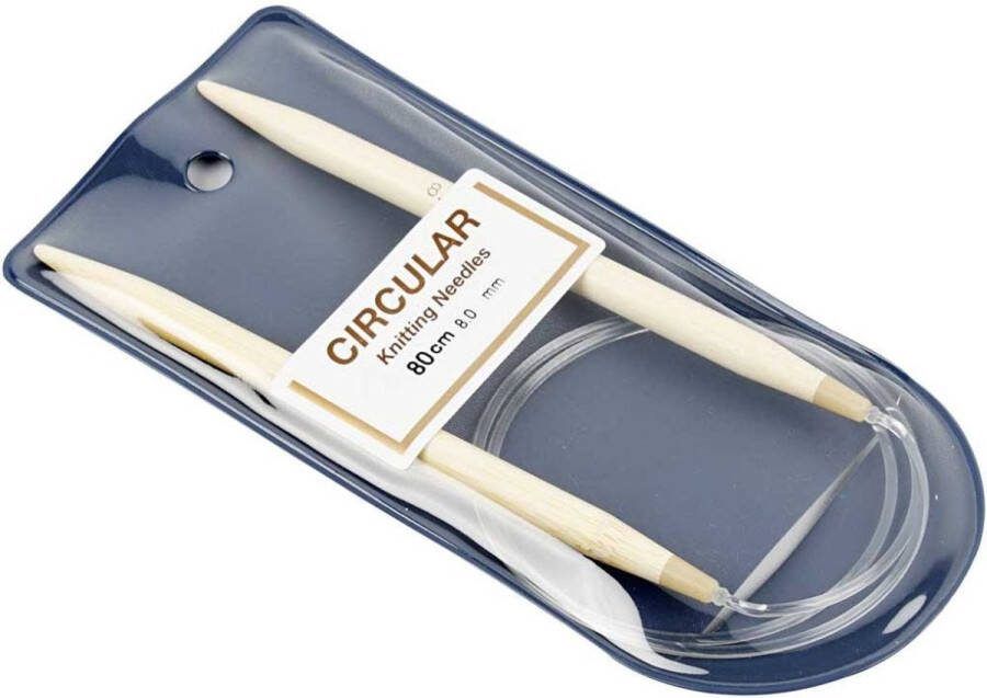 Rond Breinaalden Flexibele Breinaalden Bamboe Dikte: 8mm Lengte: 80cm Creotime 1 Stuk