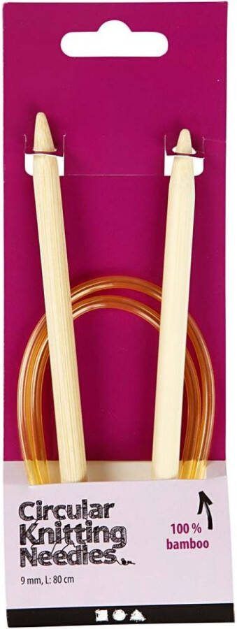 Rond Breinaalden Flexibele Breinaalden Bamboe Dikte: 9mm Lengte: 80cm Creotime 1 Stuk