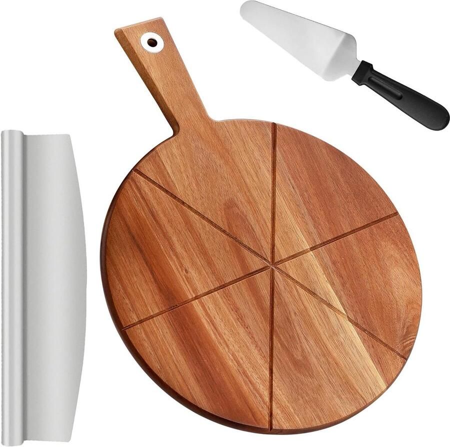Ronde Acacia Houten Pizza Peel 30 cm Pizza Cutter Pizza Paddel Kaas Serveerplank