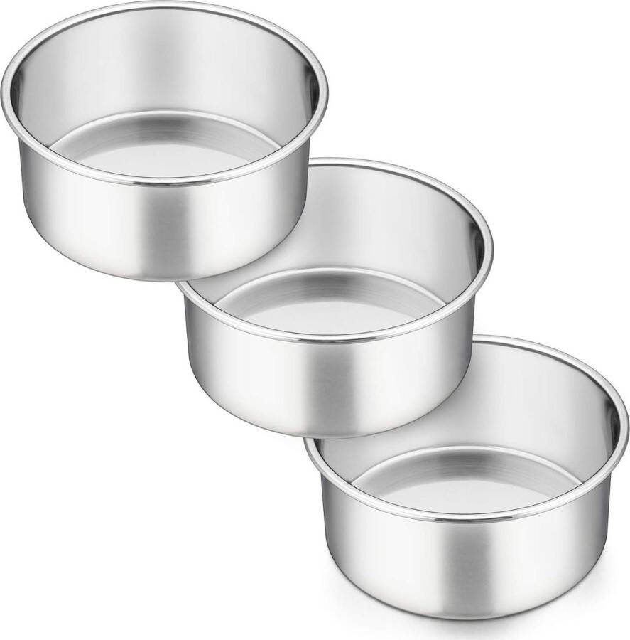 Ronde bakvorm 16 cm van roestvrij staal 3 stuks taartvormen met lekvrij en vaatwasmachinebestendig ontwerp