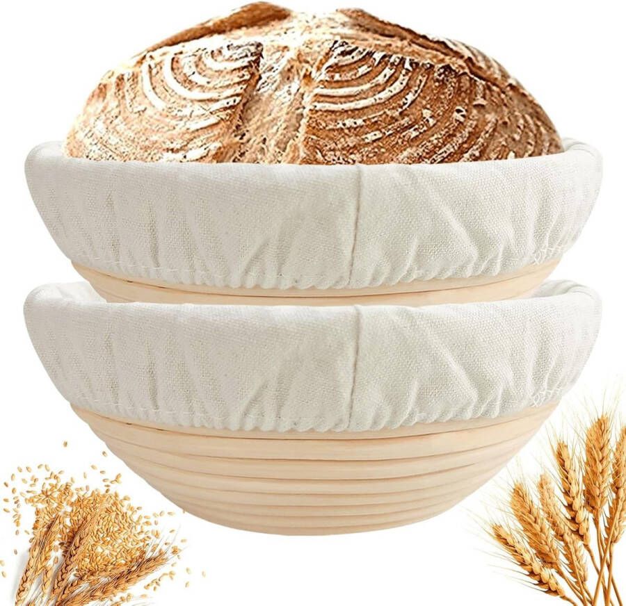 Ronde Banneton broodmanden 23 cm 2 stuks Zuurdesem fermentatiekom Natuurlijke rotanmanden Professionele en huisbakkers Zuurdesem broodbakken