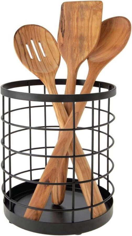 Ronde Bestekhouder Van Metaal Matzilver IDesign Austin Design spatelpot