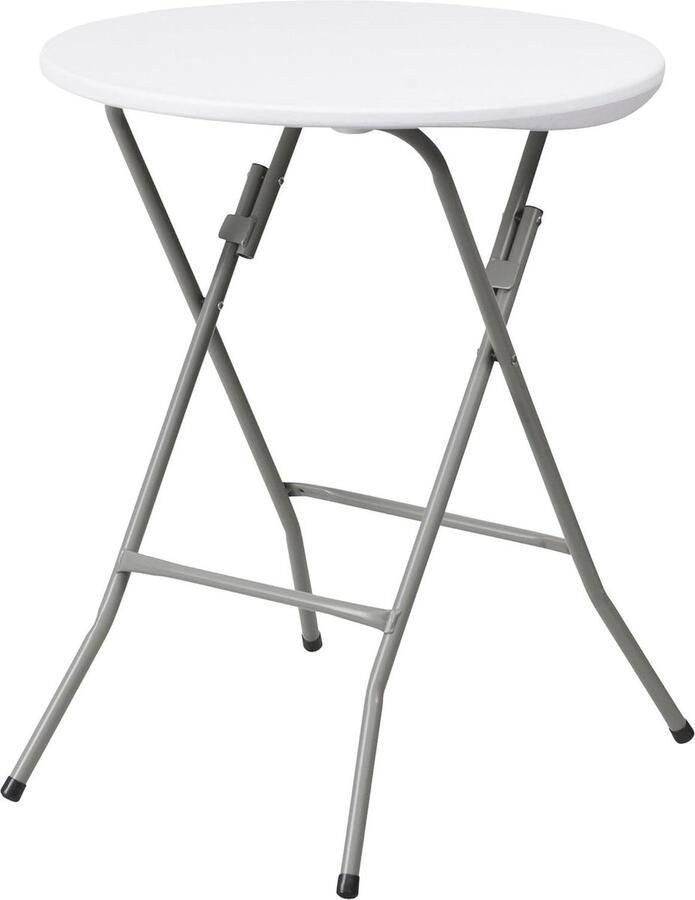 Ronde bistrotafel voor 4 personen Kunststof waterdichte en vuilafstotende campingtafel Wit 6096 cm Binnen en buiten