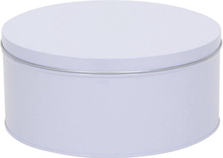 Ronde blikken doos wit bewaardoos bewaarblik geschenkdoos koekjestrommel 17.9 cm diameter 7 cm hoog
