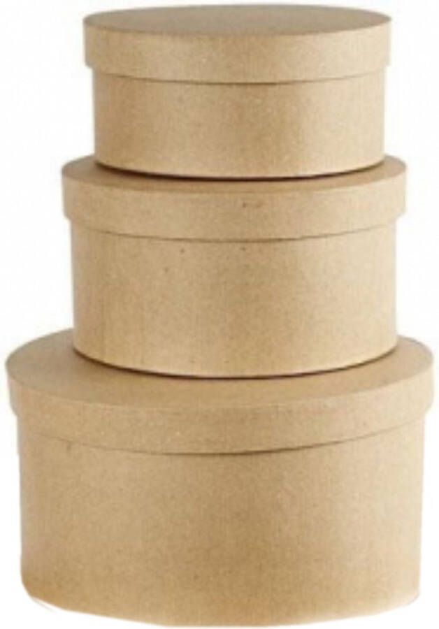 Merkloos Sans marque Ronde bruine hobby of opslag dozen set in 3-formaten 20 25 30 cm diameter