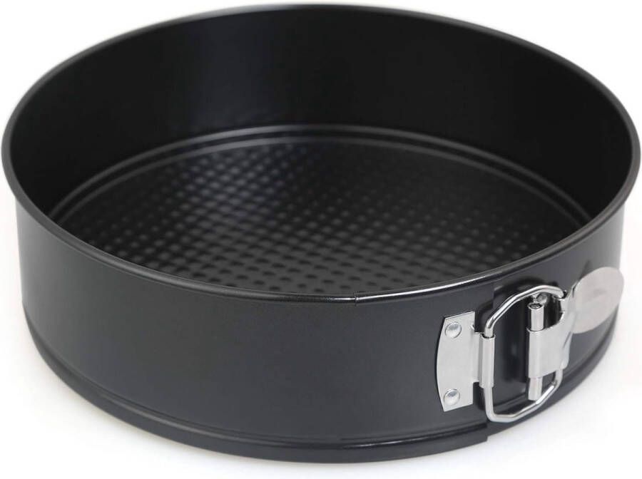 Ronde cakevorm springvorm bakvormen met platte bodem voor cheesecakes en koekjes zwart antiaanbaklaag 1 stuk 22 cm