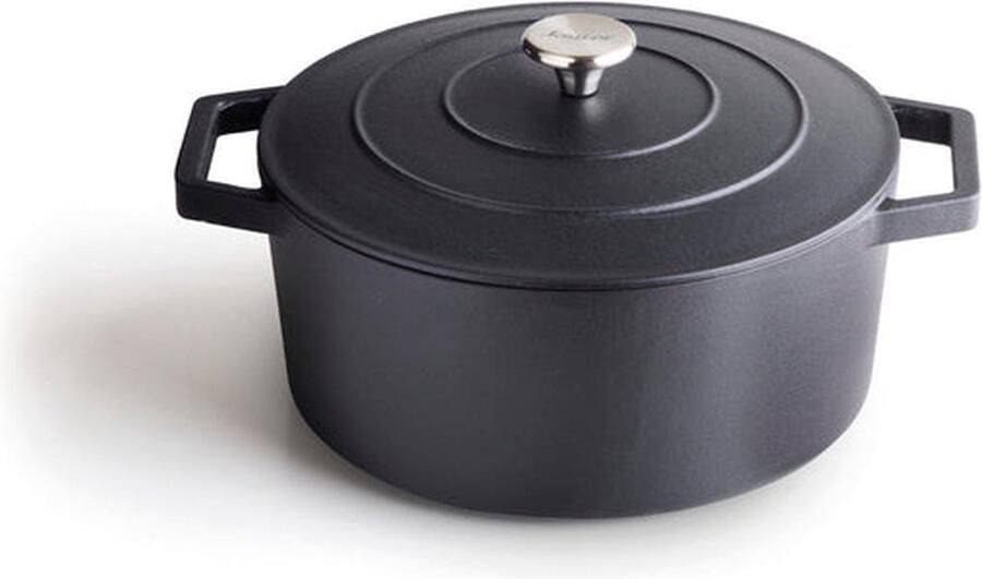Ronde gietijzeren kookpot 28 cm Mat zwart