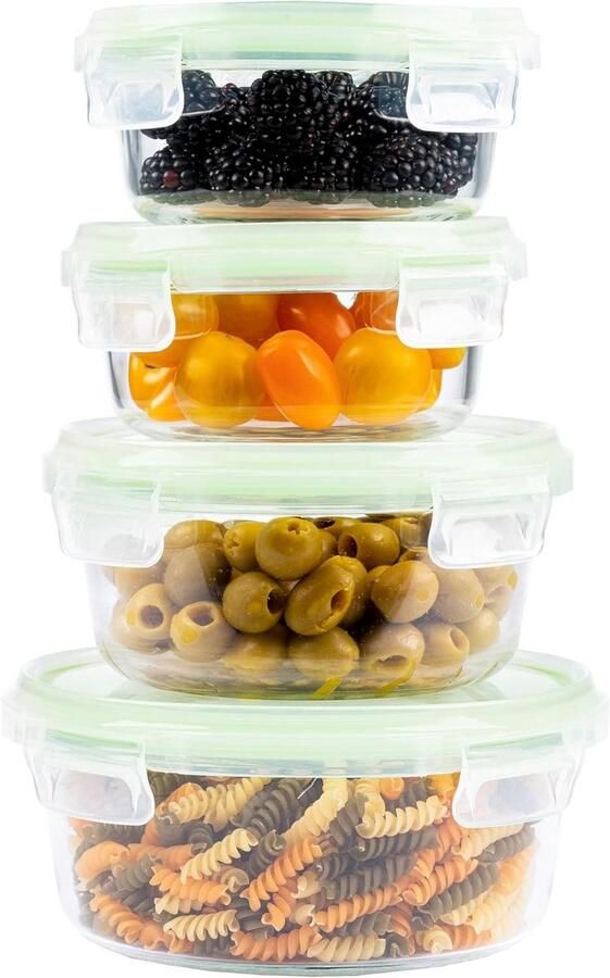 Vershoudbakjes Ronde Meal Prep Food Container Met Deksel Ruimtebesparende Voedselopslag Container Voor Magnetron En Vriezer Set 4 Groente magnetron bakjes met deksel