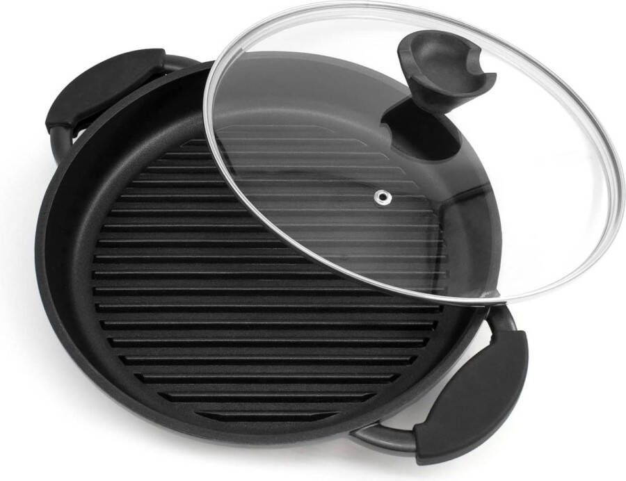 Ronde grillpan van gegoten aluminium 27cm siliconen handgrepen ovenbestendige deksel inductiegeschikt antiaanbaklaag japanese omelette pan