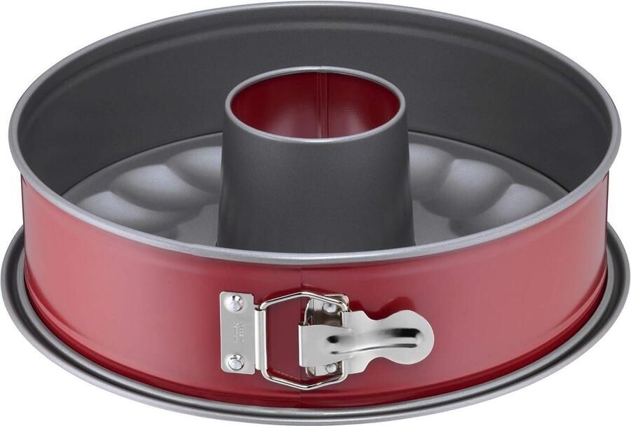 Ronde Kaiser Classic Plus springvorm Ø 28 cm met vlak- en buisbodem Lekvrij en anti-aanbaklaag Rood Springvorm