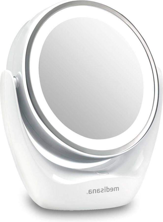Ronde make-up spiegel met LED-verlichting en 5x vergroting Tafelspiegel met 360° draaifunctie