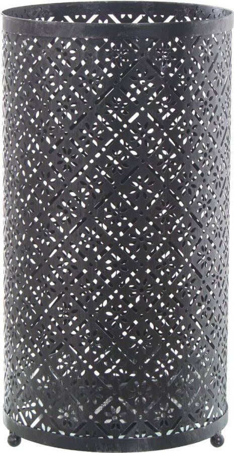 Ronde parasolvoet van opengewerkt metaal zilverkleurig 24 x 45 cm tuinparasolvoet parasolaccessoire parasolvoet