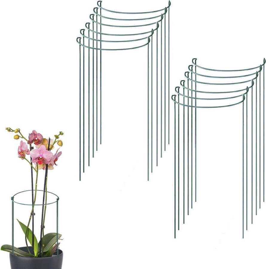 Ronde plantensteunringen 12 stuks 25 x 40 cm plantenhouders voor planten en bloemen plantensteun halfronde