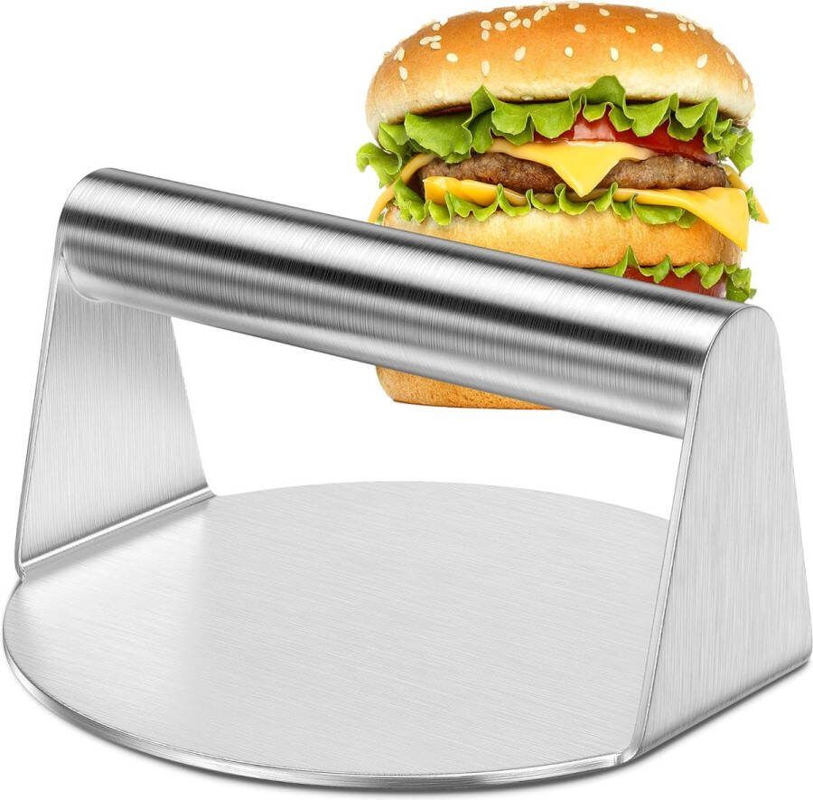 Ronde roestvrijstalen Burger Smasher 5 inch hoogwaardige burgerpers Smash Burgerpers voor Hamburgerpers en knijpvet gemakkelijk schoon te maken (rond)