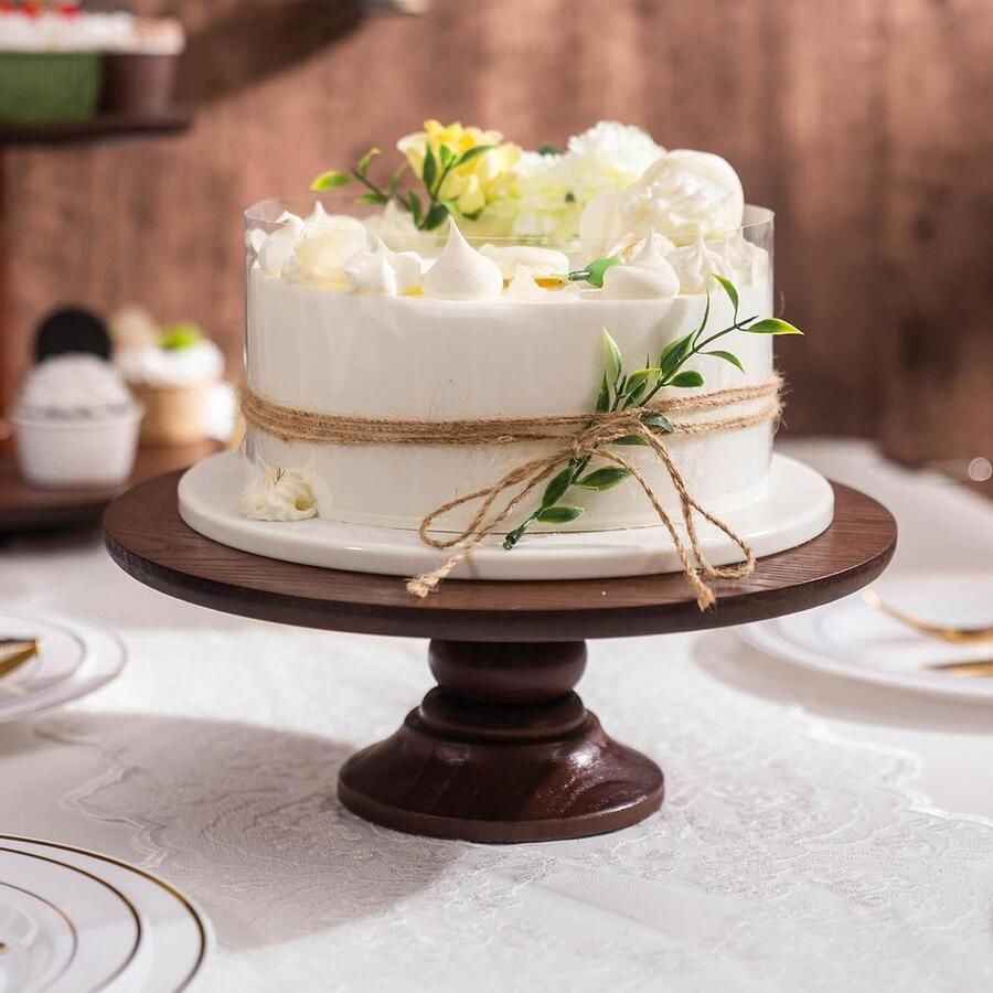 Ronde taartplateau hout Taartstandaard voor taarten cakes Taartplateau fruit serveerschaal Diameter 30 cm hoogte 11 cm