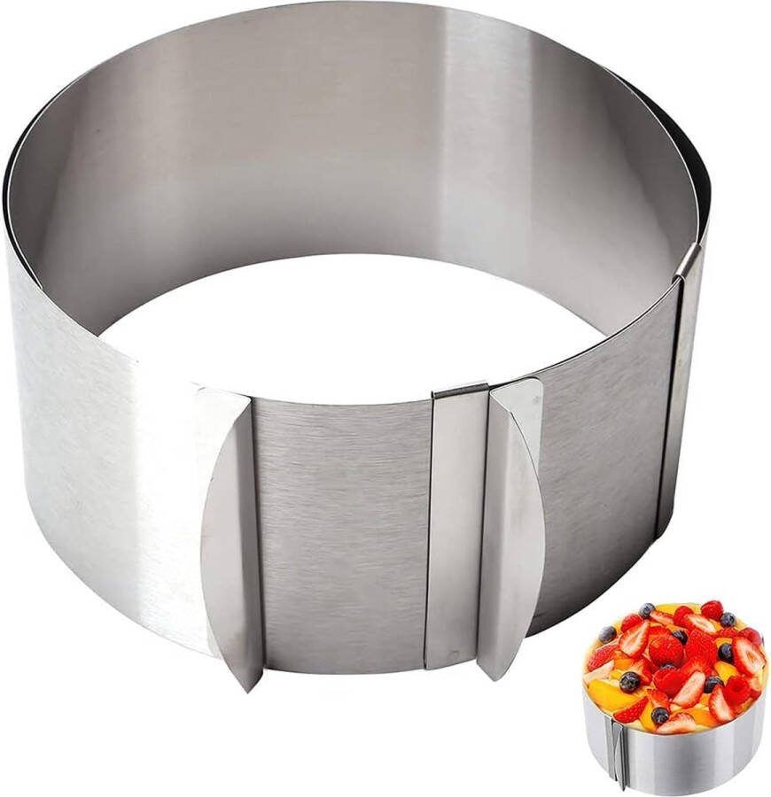 Ronde taartring verstelbaar dessertringen roestvrij staal ideaal voor taartcreaties uittrekbaar diameter van 16 tot 30 cm zilver