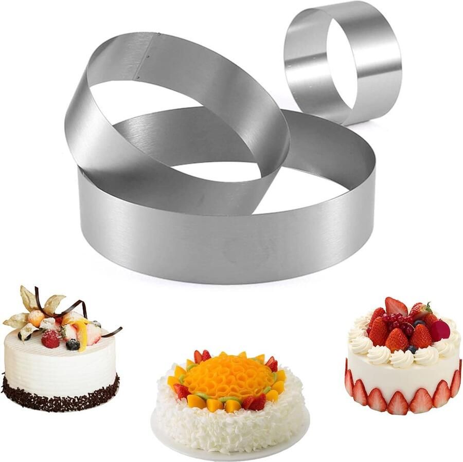 Ronde taartringen set van roestvrij staal ronde dessertringen taartring bakken schimmel cakeset geschikt voor gebak desserts mousecake taartring hoogte 4 5 cm diameter 10 15 20 cm 3 stuks