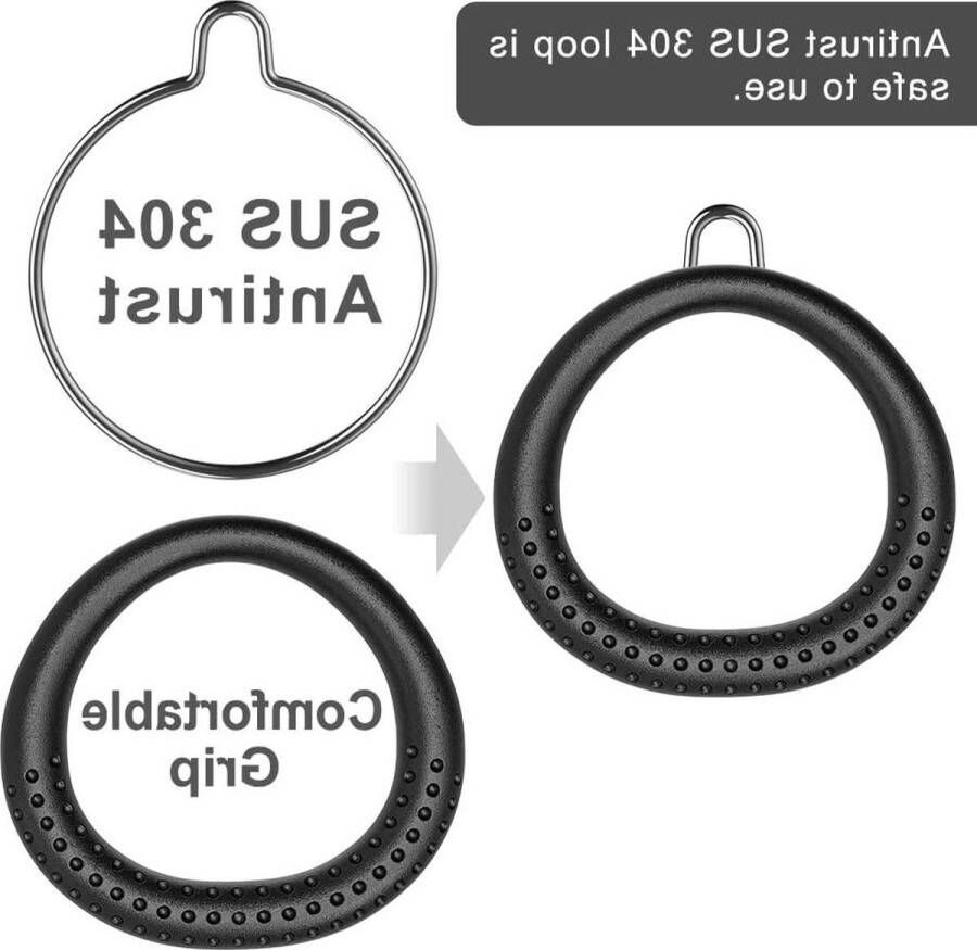Ronde trapeze swingsbarringen Set van 2 met karabijnhaken Swingset accessoires voor buiten Ninja speelgoed set voor kinderen Zwart