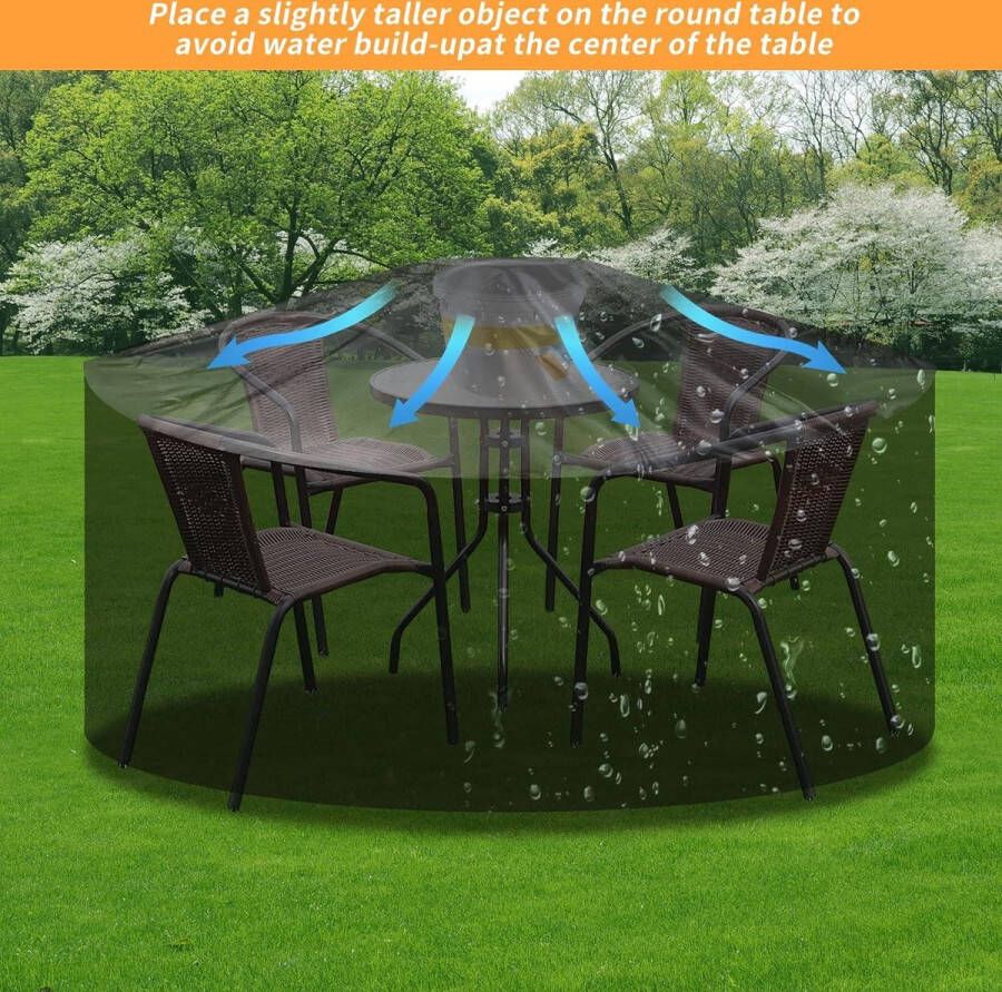 Ronde tuinmeubelhoes waterdicht 180 x 80 cm Heavy Duty 420D Oxford Winddicht Anti-UV Terrastafel set hoes Zwart Tuinset