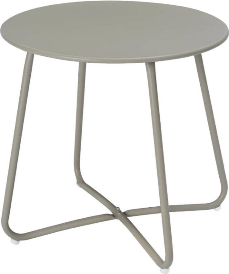 Ronde tuintafel perfect te gebruiken als salontafel of balkontafel geschikt voor zowel binnen als buiten. Gemaakt van stevig metaal en uitgevoerd in een stijlvolle grijze kleur. Met een afmeting van Ø 48 x 45 cm is deze tafel een veelzijdige keuze