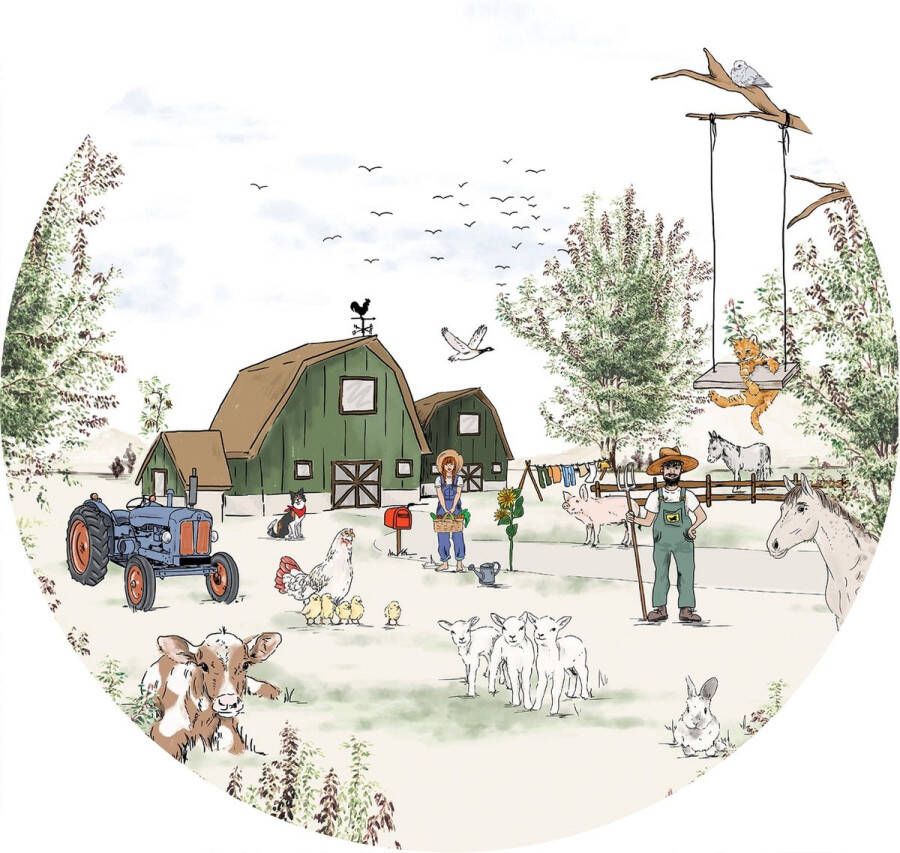 Ronde wandsticker Animal Farm 120cm