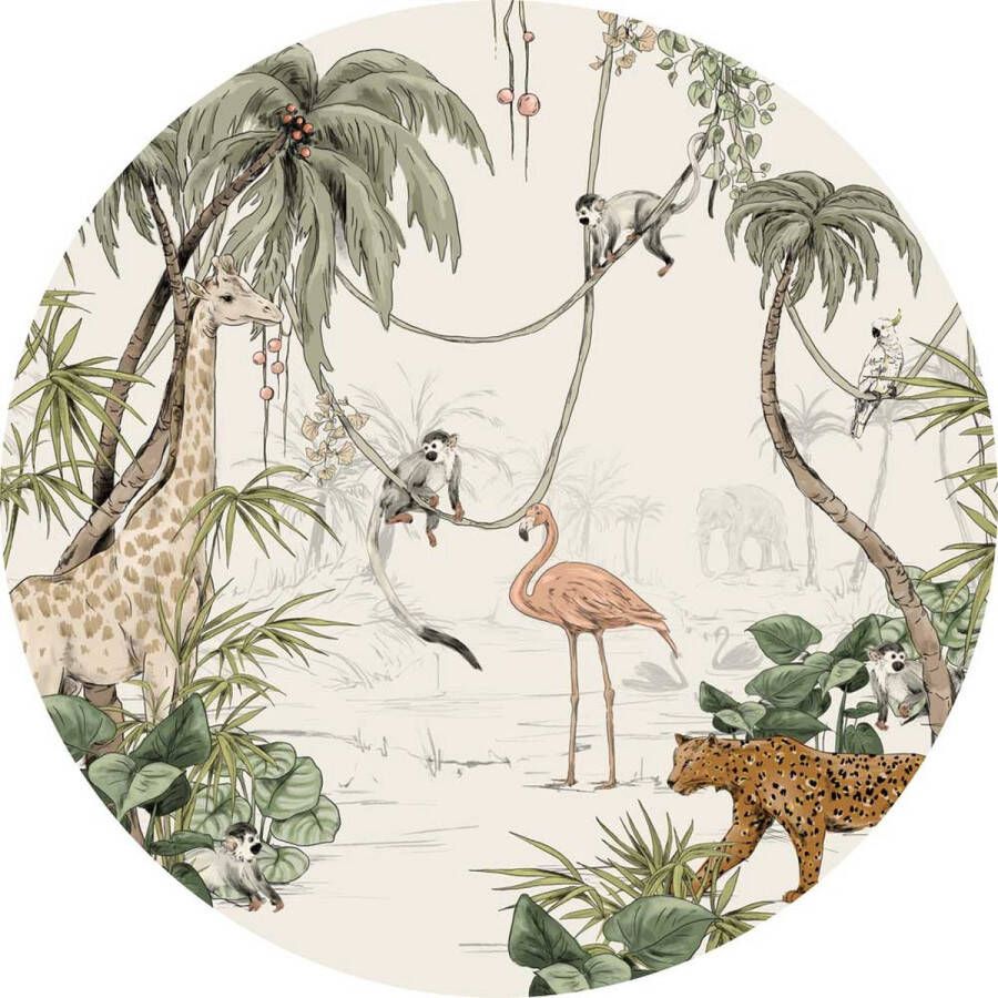 Ronde wandsticker JUNGLE JAZZ 120cm white