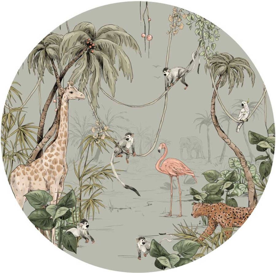 Ronde wandsticker JUNGLE JAZZ 90cm mint