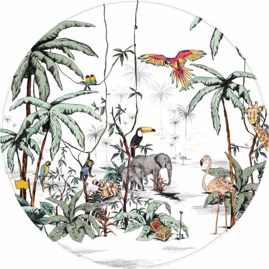 Ronde wandsticker Jungle Tonal 120cm