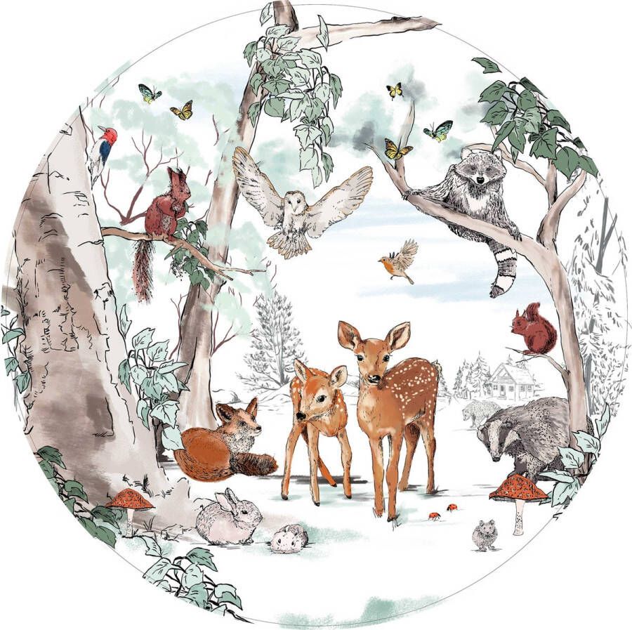 Ronde wandsticker Magical Forest 90cm