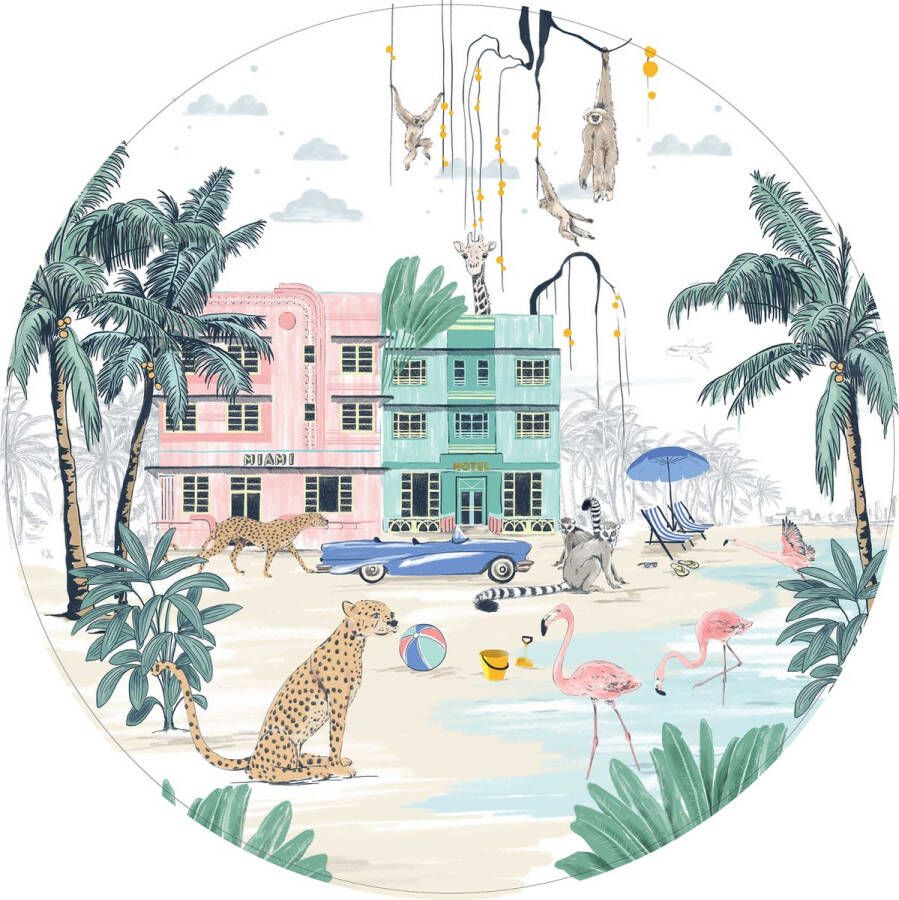 Ronde wandsticker Miami Beach 120cm