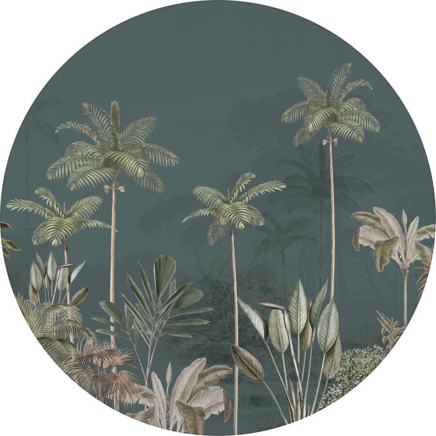 Ronde wandsticker TROPICAL WILDERNESS DARK 120cm