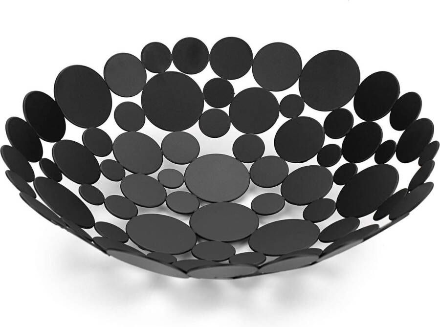 Ronde zwarte fruitschaal van ijzer moderne fruitmand broodmand decoratieve schaal opslag voor brood fruit groenten in keuken woonkamer eettafel diameter 30 cm
