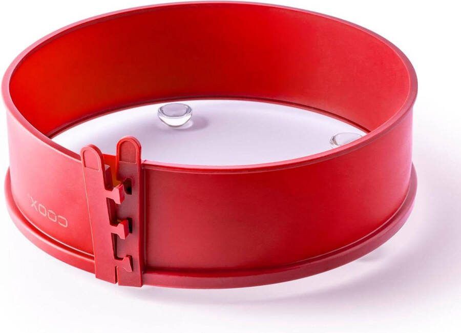 Rood springvorm met glazen serveerplaat en glazen voeten Ø 26 cm bakken serveren perfect één