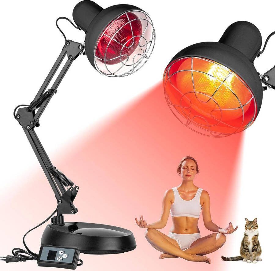 Roodlichtlamp infraroodlamp warmtestraler 100 watt met timer voor thuis