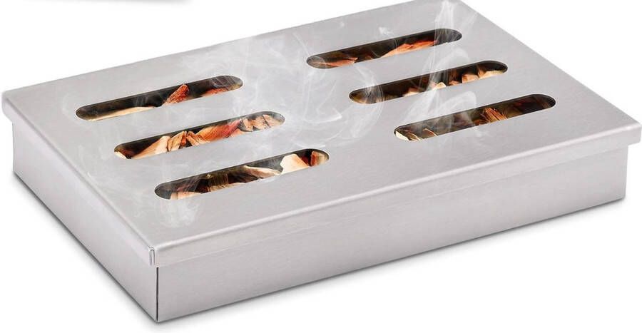 Rookbox roestvrij staal robuuste rookoven met de lekkerste recepten grill rookbox universeel als rookbox gasgrill of rookbox houtskoolgrill (Rookbox Basic)