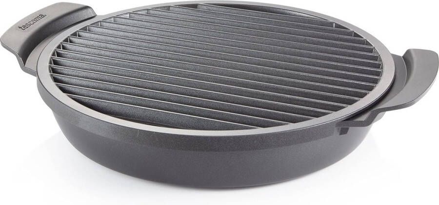 Rookloze grillpan PREMIUM voor gasfornuizen I power grill PARTY TIME I gezond koken antiaanbaklaag sapafvoer vaatwasmachinebestendig I onderhoudsvriendelijk