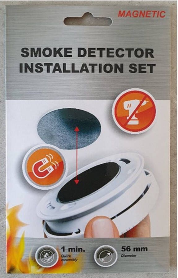 J Products Rookmelder magnetische montage kit Rookmelder ophangen Rookmelder bevestigen zonder boren Magnetische Montageset Rookmelder 1 stuks Diameter 56mm