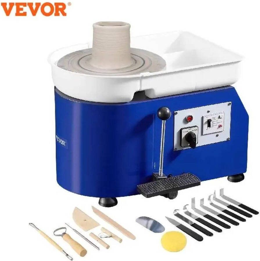Roroa Draaischijf Pottenbakker Klei Pottenbakkerschijf Voetpedaalbediening 60-300Rpm 350 W 5 KG Blauw