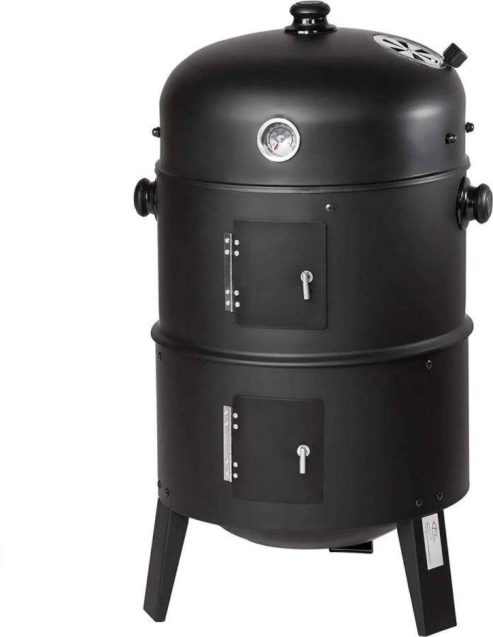 Roroa Drielaagse BBQ Barbecue Houtskool Barbecue Roker Drielaags Inclusief themometer