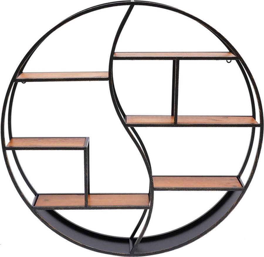 Roroa Industriële Wandplank Wandrek Industrieel Wandplank Hout Metaal Zwart 80x12x80 cm Industriële Wanddecoratie Muurdecoratie Wanddecoratie