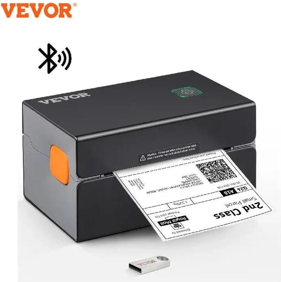 Roroa Labelprinter Printer Thermische Printer Draadloze Printer Etiketprinter 300dpi Met Bluetooth Zwart