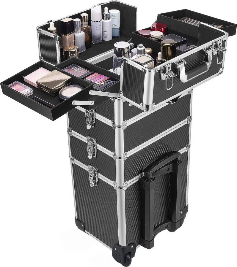 Roroa Make Up Koffer Cosmetica Koffer 4 in 1 Beautycase Kapperskoffer Met Wielen