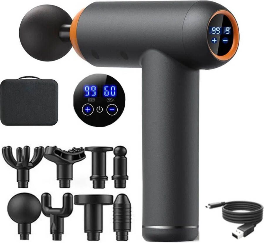 Roroa Massage gun Massage Apparaat Massage gun Professioneel spierpijnverlichting Fitness 99 snelheden Zwart